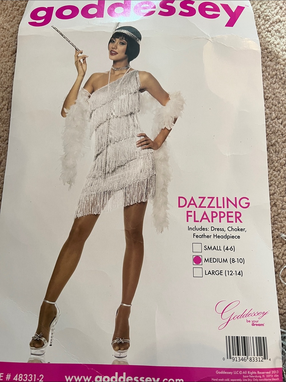 Goddessey Silver Dazzling Flapper Dress with Feather Headpiece